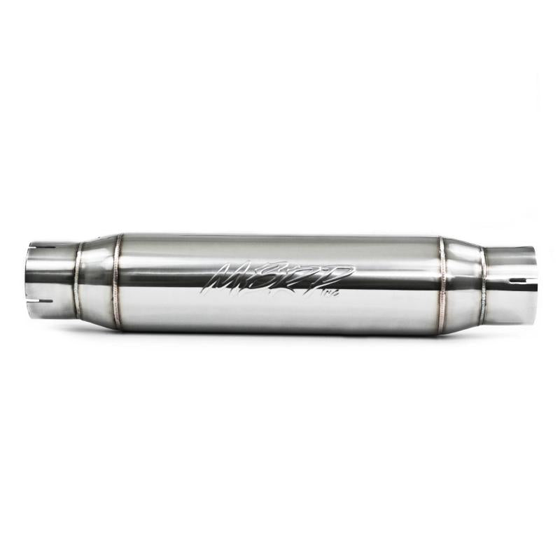 MBRP T304 stainless steel universal exhaust resonator with 3 inch inlet/outlet and 20 inch overall length