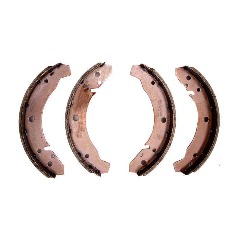 DFC Premium Service rear brake shoes with black anti-rust coating and semi-metallic friction material.