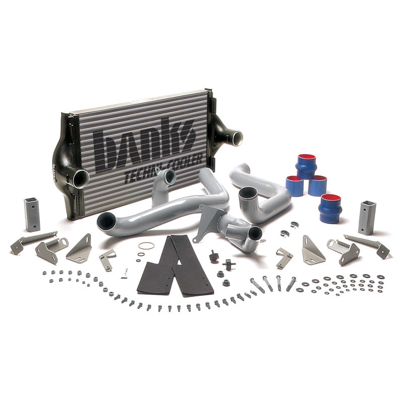 Banks Power Techni-Cooler system including intercooler core, aluminum end tanks, 3-inch boost tubes, and Twin-Ram manifold.