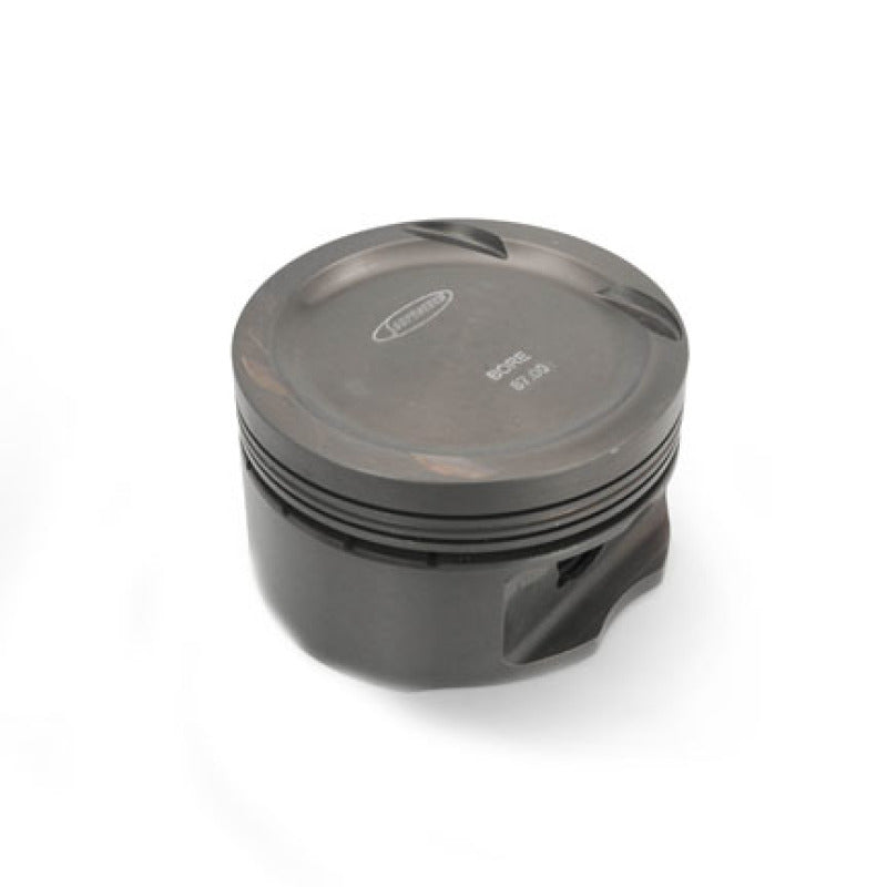 Set of six Supertech forged pistons for BMW S52/B32 3.2L engines featuring an 87mm bore and -12cc dish.
