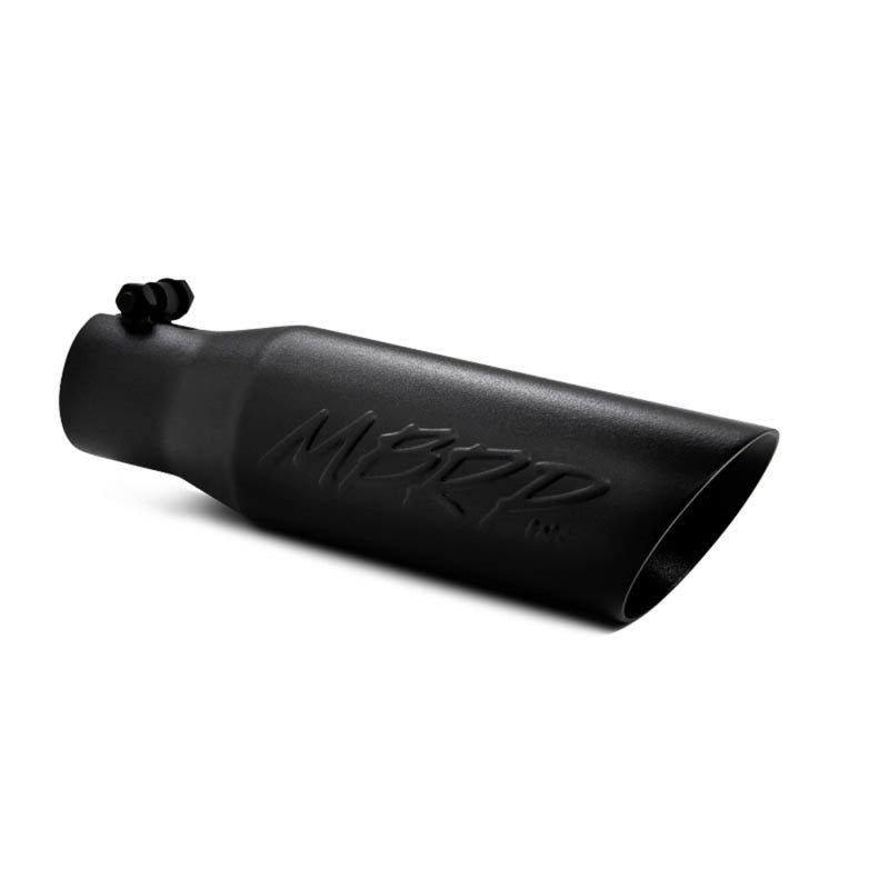 MBRP black T304 stainless steel exhaust tip with 3.5-inch dual-wall angled outlet and 2.5-inch inlet