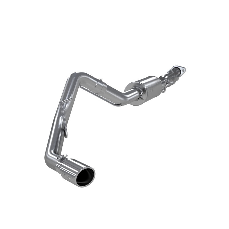 MBRP ARMOR PLUS Series 3-inch T409 stainless steel single side exit cat-back exhaust system with polished tips.