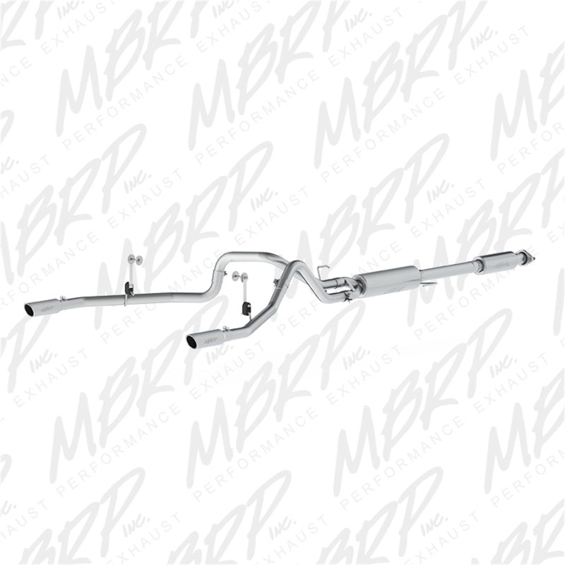 MBRP Armor Lite Series 3-inch aluminized steel cat-back exhaust system with dual rear exit tips for Ford F-150.