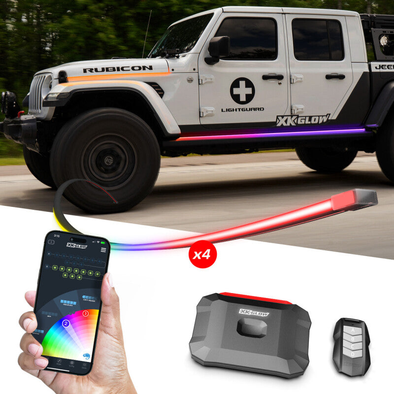 Case of 20 XK Glow addressable LED accent light strip kits for Jeep custom lighting projects.