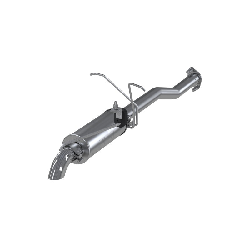 MBRP Armor Lite aluminized steel cat-back exhaust system with mandrel-bent tubing and single side turn down exit.