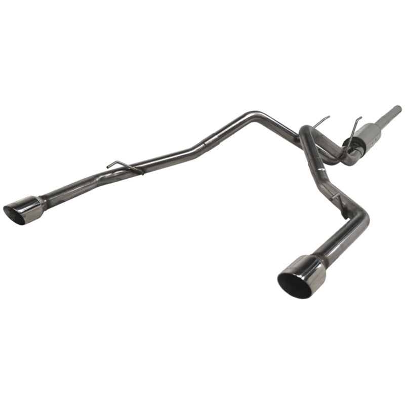 MBRP Armor Plus Series T409 stainless steel cat-back exhaust system with dual split rear exit pipes and polished tips.
