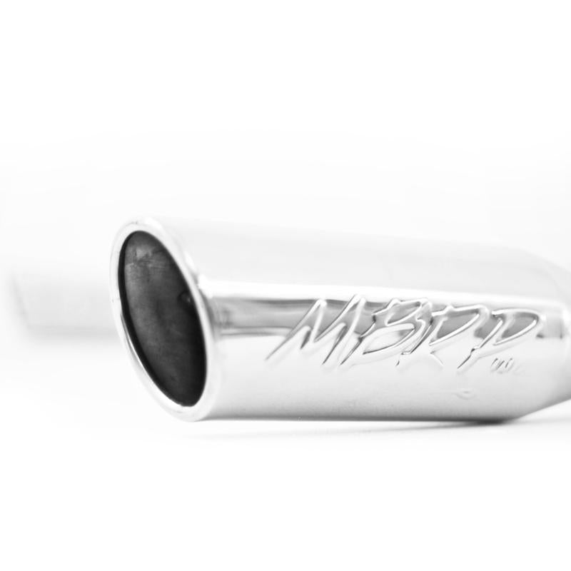 MBRP Armor Lite 2.5-inch aluminized steel cat-back dual rear exit exhaust system with stainless steel tips.