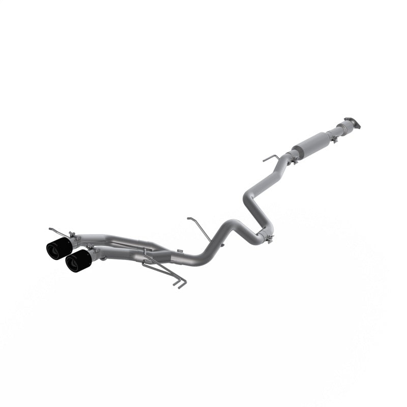 MBRP Armor Plus 2.5-inch T409 stainless steel cat-back exhaust with dual carbon fiber tips.