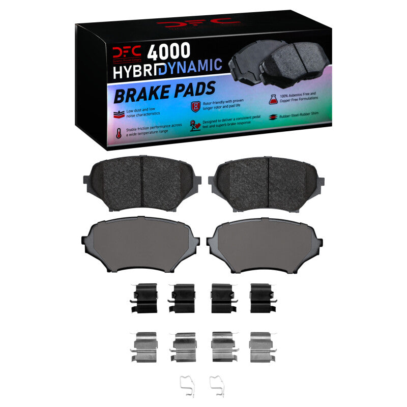 DFC 4000 HybriDynamic front brake pad set with stainless steel installation hardware for Mazda MX-5 Miata.