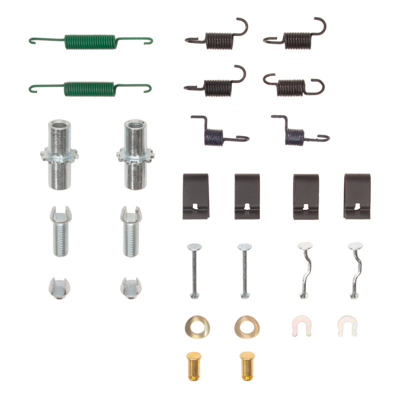 DFC 370-13006 parking brake drum hardware kit showing various tension springs, pins, and clips for Subaru brake systems.