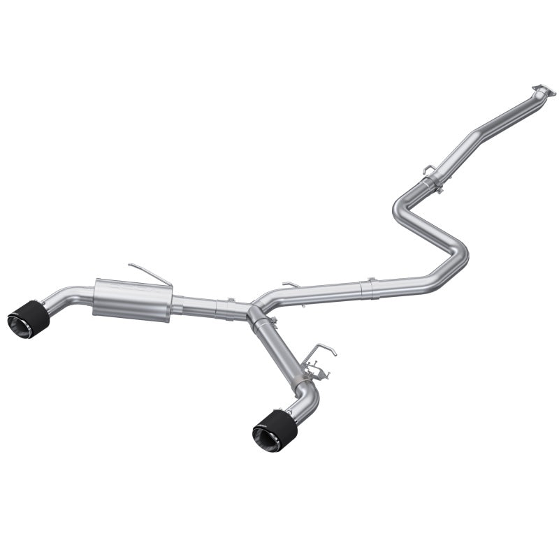 MBRP Armor Pro Series T304 stainless steel 3-inch cat-back exhaust with dual 5-inch carbon fiber tips.