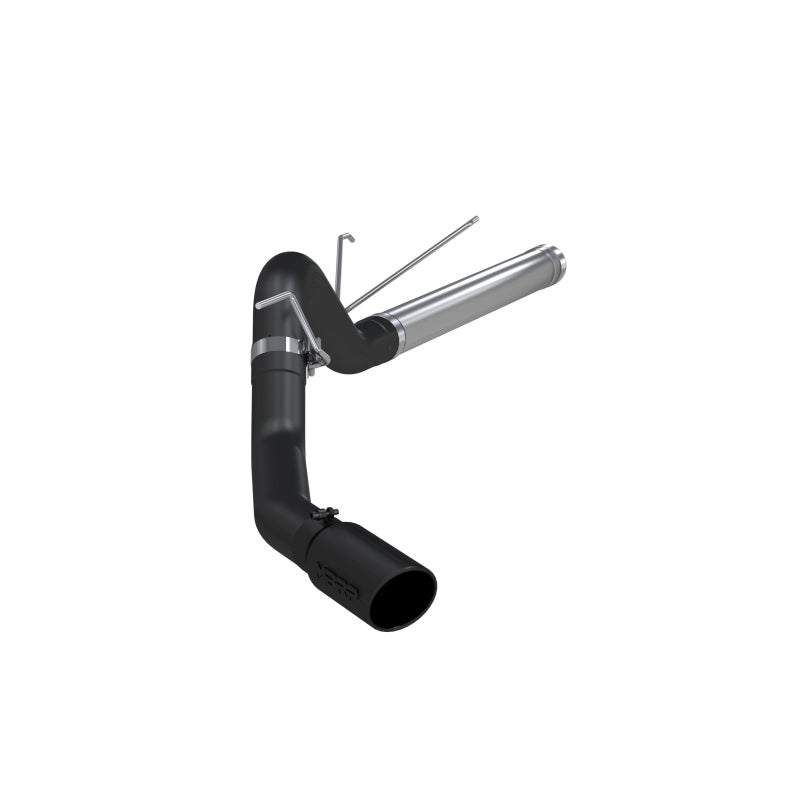 MBRP ARMOR BLK Series black powder-coated single-side filter-back exhaust system for 2007-2012 Cummins 6.7L trucks.