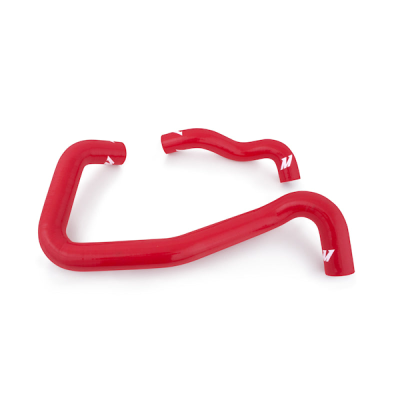 Red 4-ply silicone coolant hoses for 2005-2007 Ford 6.0L Powerstroke diesel engines with Monobeam chassis.