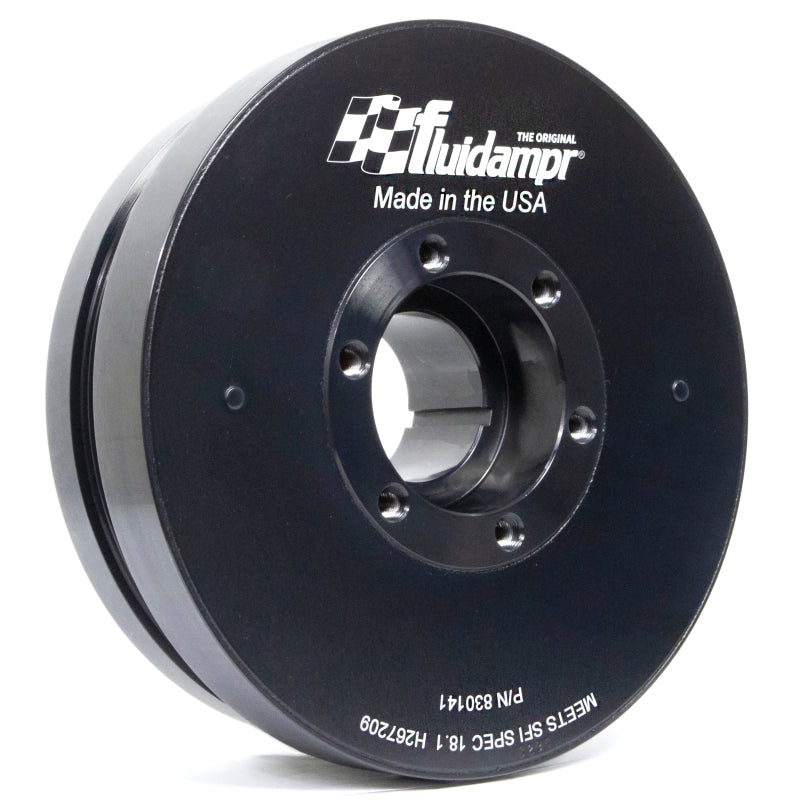 Fluidampr 830141 black zinc finished steel viscous damper for GM 6.6L Duramax engine.