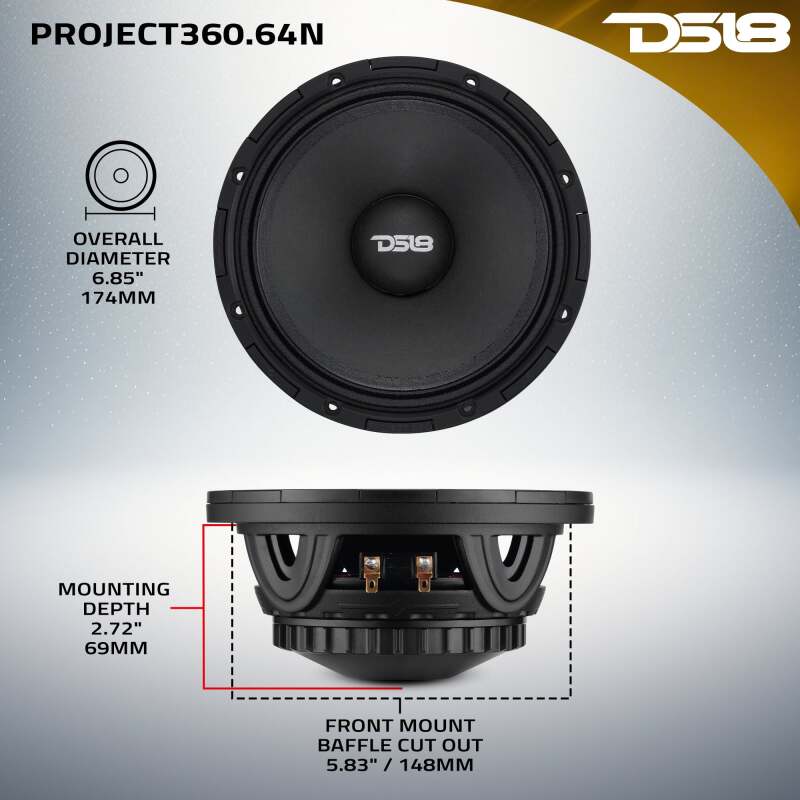 DS18 High-Sensitivity Mid-High Loudspeaker with Rotating Recone (6.5", 100.5dB, 4-Ohm, 100Hz-17kHz)