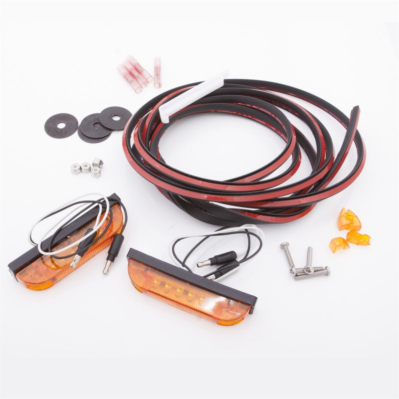 Circular amber Bushwacker 2-wire LED marker light for Flat Style fender flares.