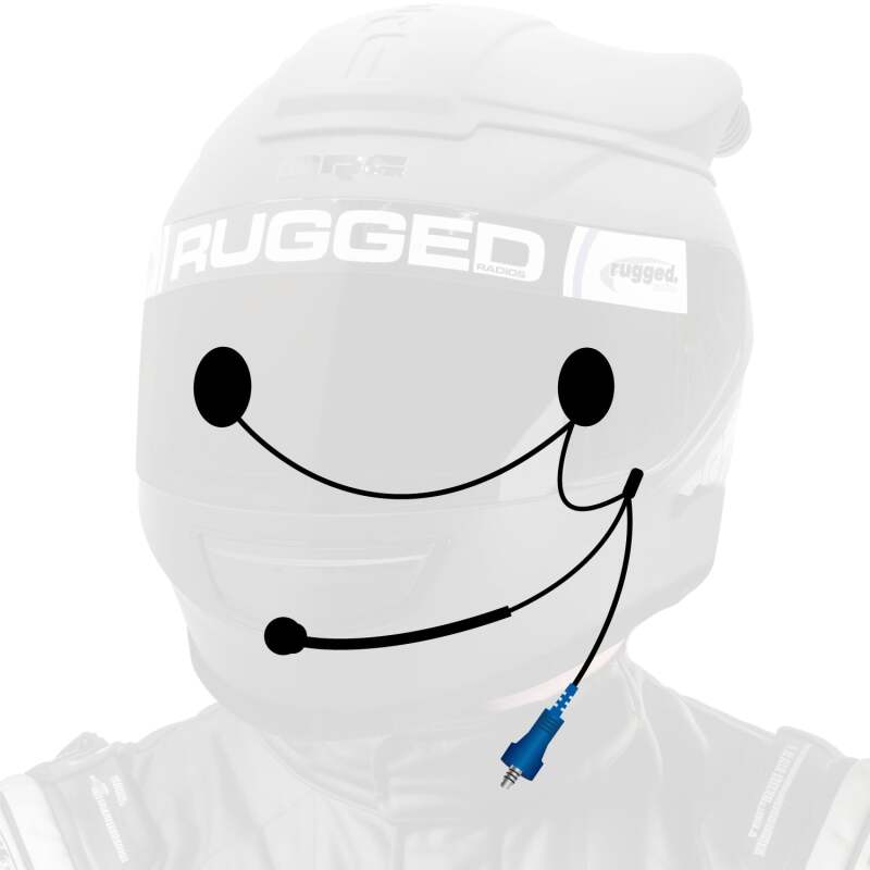 Rugged Radios Alpha Audio wired offroad helmet kit featuring high-fidelity speakers, noise-canceling mic, and cabling.