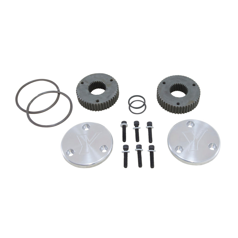 Yukon Gear Hardcore drive flange kit with 30-spline steel flanges and Yukon engraved aluminum caps