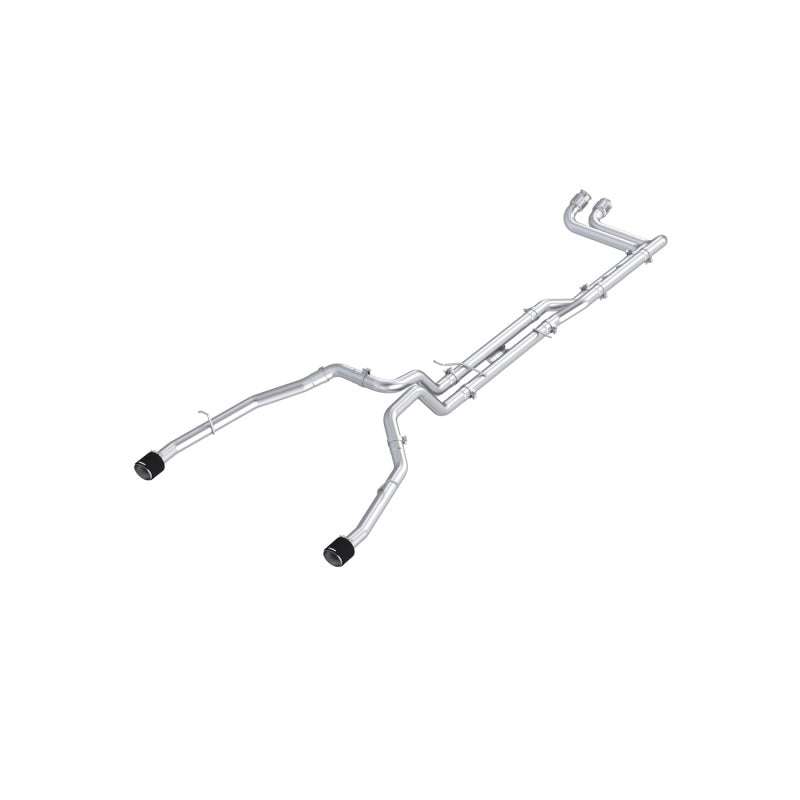 MBRP 3-inch T304 stainless steel dual split rear cat-back exhaust system with carbon fiber tips