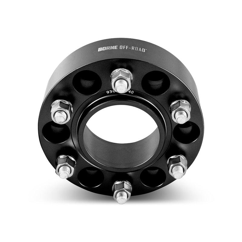 Black Borne Off-Road 50mm hub-centric wheel spacer featuring a 6x135 bolt pattern and M14 hardware.