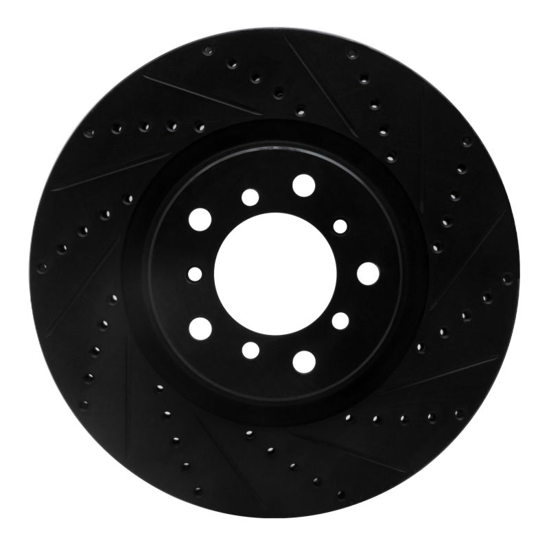 Left front drilled and slotted black brake rotor for 2001-2006 BMW M3