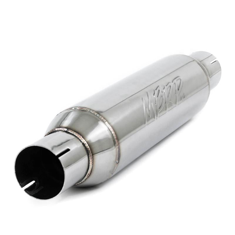 MBRP Armor Pro T304 stainless steel universal resonator with 2.5-inch inlet and outlet and 20-inch overall length