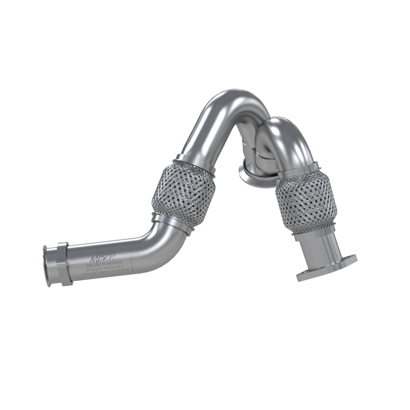 MBRP aluminized steel dual exhaust up pipe kit featuring heavy-duty TurboFlex couplings for Ford 6.0L Powerstroke.