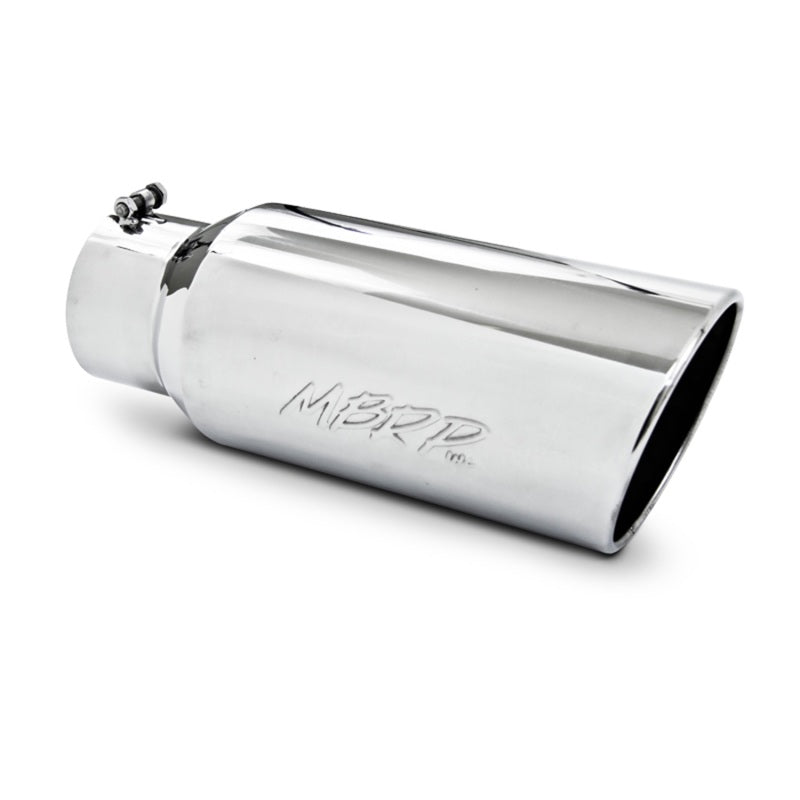Polished T304 stainless steel 7-inch rolled end exhaust tip with 5-inch inlet