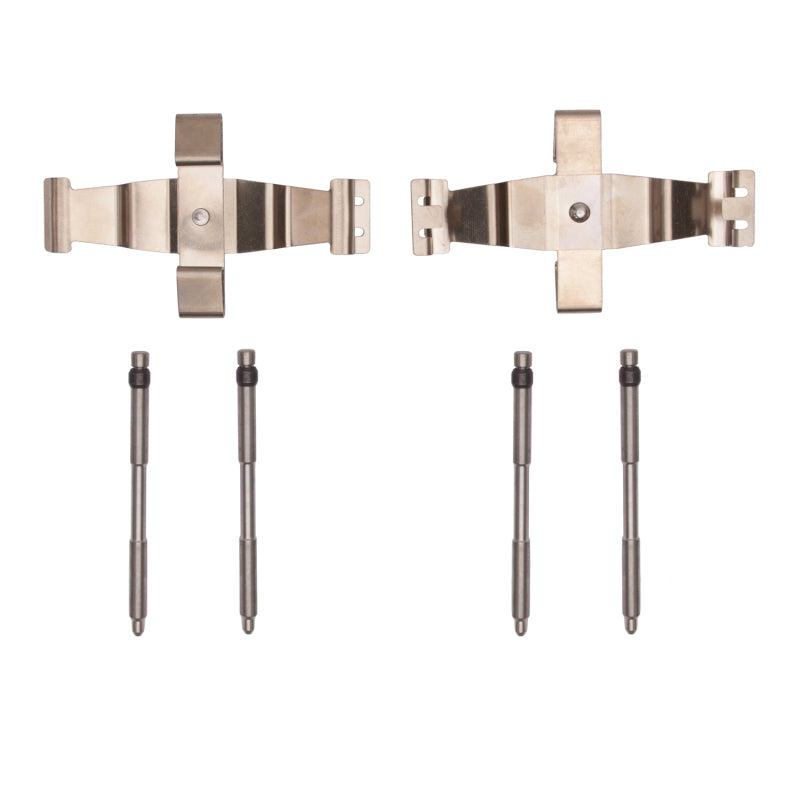 DFC front brake caliper hardware kit featuring anti-rattle clips and guide pins for BMW and Mini vehicles.