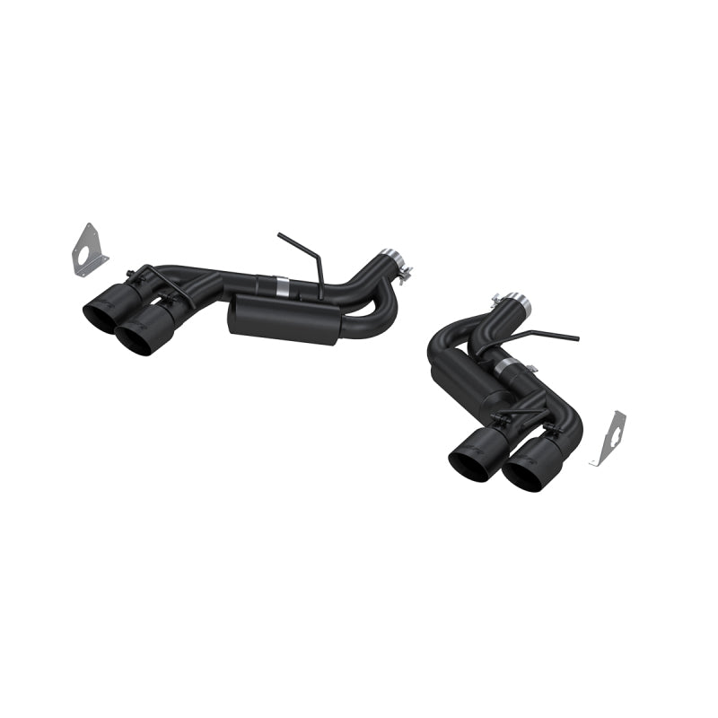 MBRP ARMOR BLK 3-inch race axle-back exhaust system with quad 4.5-inch black dual-wall tips for Chevrolet Camaro.