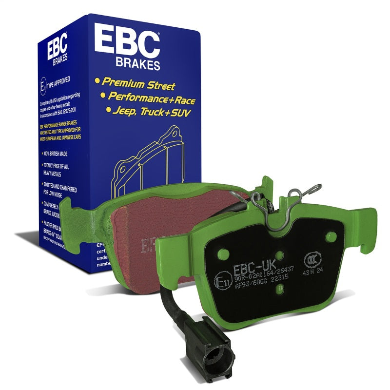 EBC Brakes Greenstuff performance rear brake pads set with signature green finish