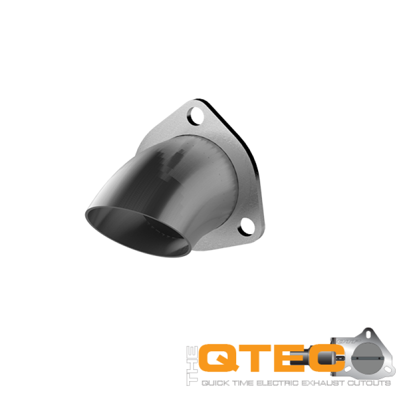 QTP 3-inch stainless steel adjustable bolt-on exhaust turn down for QTEC electric cutouts.