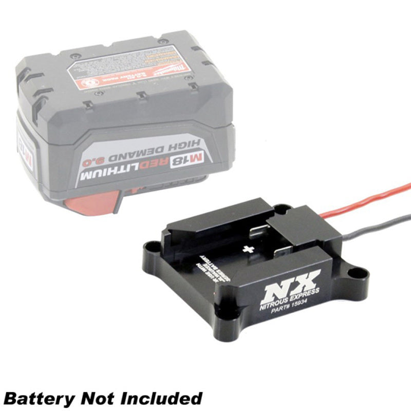 Nitrous Express 15934 standalone mounting plate for Milwaukee M18 series lithium batteries.