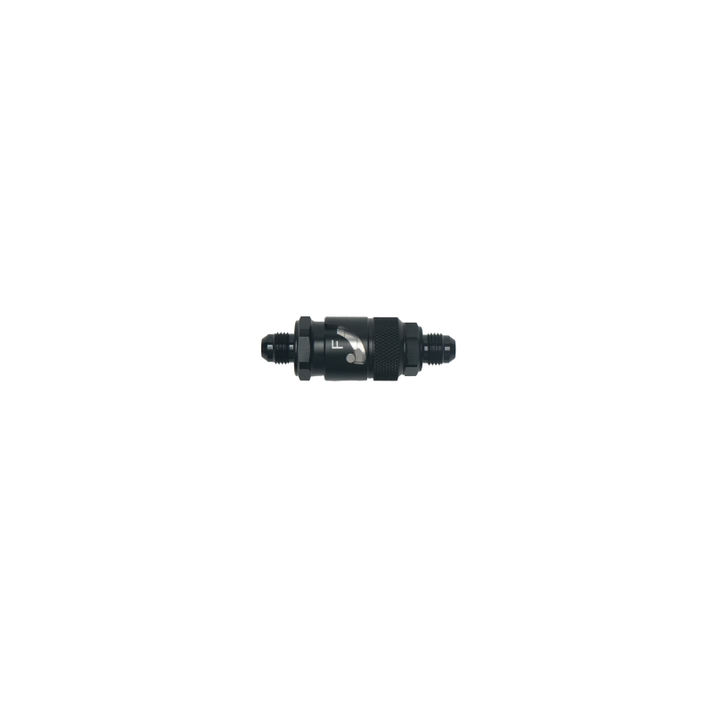 DeatschWerks 6AN male flare quick disconnect dry break fittings in matte black anodized finish