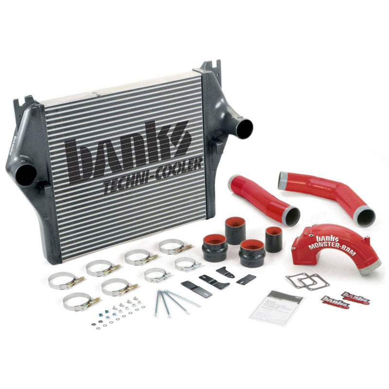 Banks Power Techni-Cooler kit 25980 featuring aluminum intercooler, 3.5-inch boost tubes, and Monster-Ram intake manifold.
