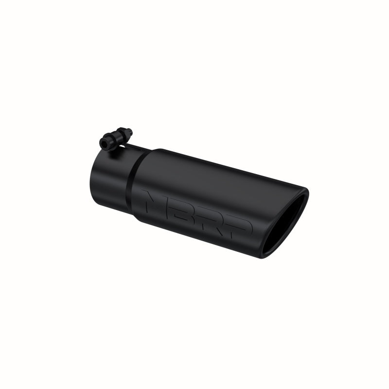 MBRP black coated T304 stainless steel exhaust tip with 3.5 inch angled rolled outlet and 3 inch inlet.
