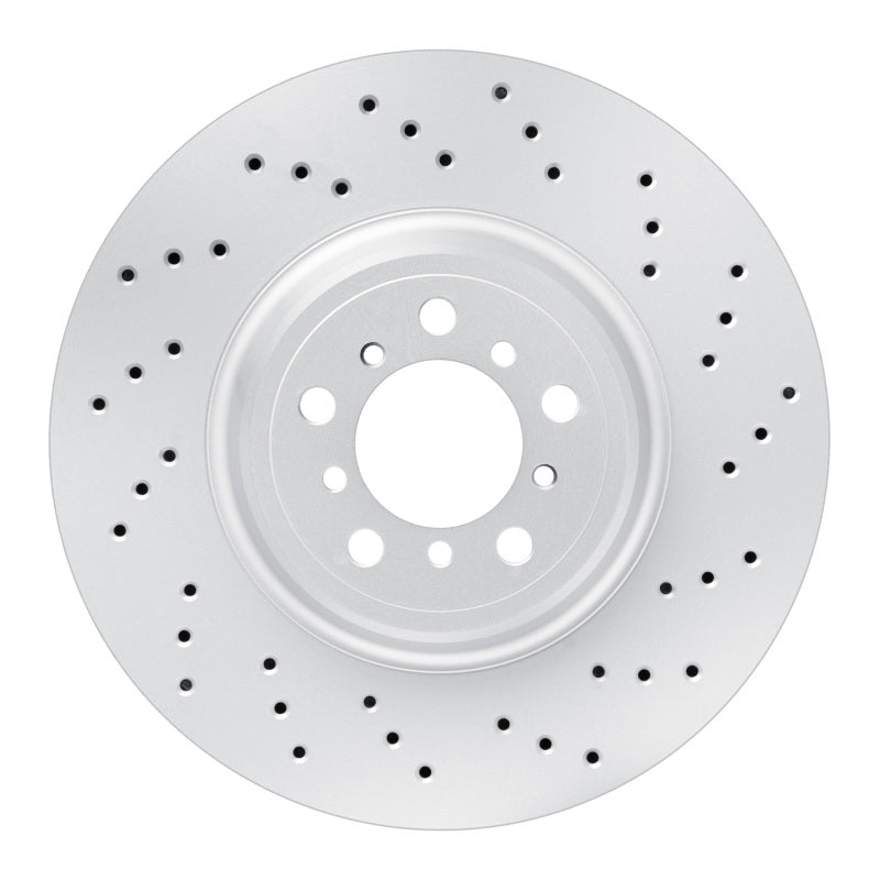 DFC GeoSPEC coated right front drilled brake rotor for 2015-2020 BMW M2, M3, and M4