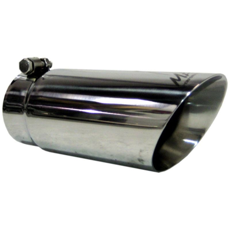 Mirror polished MBRP T304 stainless steel dual wall angled exhaust tip with 4 inch inlet and 10 inch length