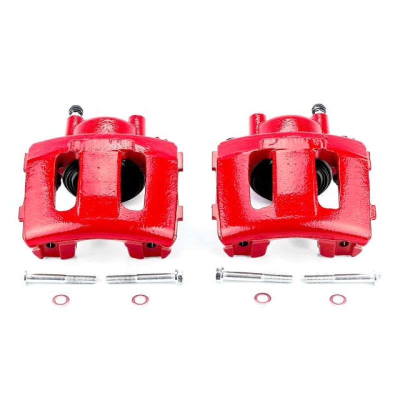 Pair of Power Stop front red powder coated brake calipers without brackets