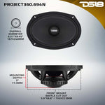 DS18 High-Sensitivity Mid-High Loudspeakers with Rotating Recone, 6x9", 101dB, 4-Ohm (95Hz-17kHz)