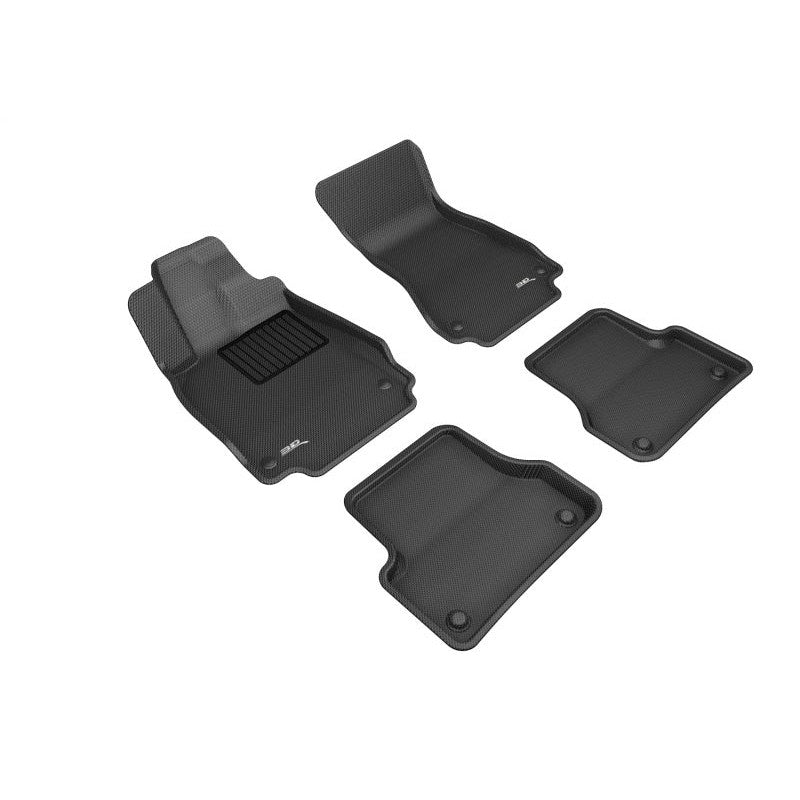 Black 3D MAXpider Kagu Series all-weather floor mats full set for 2012-2018 Audi A6, S6, A7, S7, and RS7.