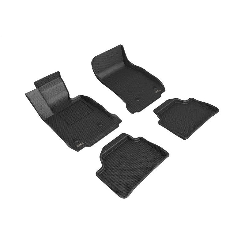 3D MAXpider Kagu Series black all-weather floor mats set for 2012-2013 BMW 1 Series showing custom-fit contours.