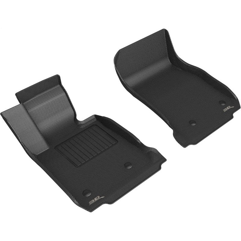 3D MAXpider Kagu Series black front floor mats with carbon fiber texture for 2012-2013 BMW 1 Series.