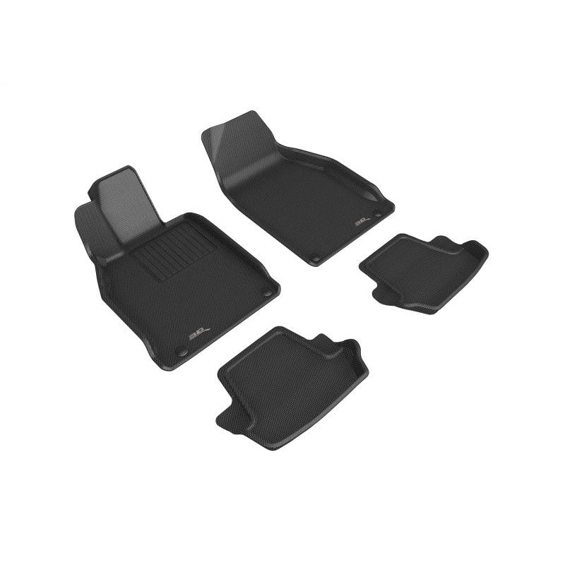 3D MAXpider Kagu Series black all-weather floor mats for 1st and 2nd rows of a 2012-2024 Porsche 911