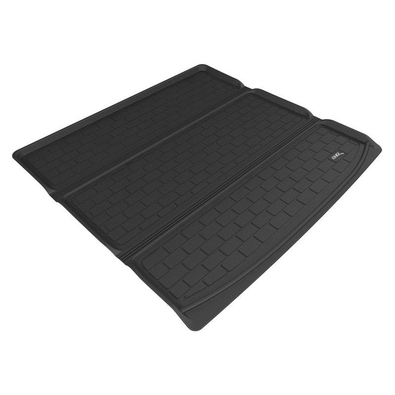 Black 3D MAXpider Kagu cargo liner with carbon fiber texture for 2015-2020 Tahoe, Yukon, and Escalade.