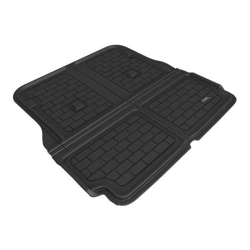 Black 3D MAXpider Kagu Series cross-fold cargo liner for 2016-2020 Tesla Model X behind 2nd row seats.