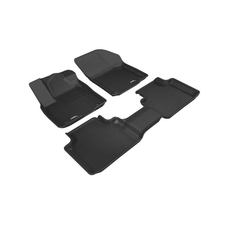 3D MAXpider Kagu Series black floor mats set for first and second rows of a Volkswagen Atlas.