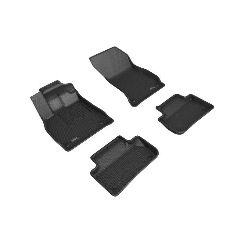 Black 3D MAXpider Kagu Series custom-fit floor mat set with carbon fiber texture for 2018-2025 Audi Q5 and SQ5