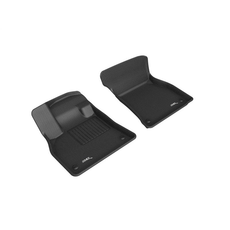 3D MAXpider Kagu Series black 1st row floor mats with carbon fiber texture for 2019-2023 Audi e-tron.