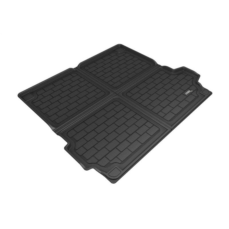 3D MAXpider Kagu black cargo liner with carbon fiber texture for 2019-2024 BMW X5 trunk protection.